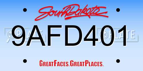 9AFD401 South Dakota License Plate