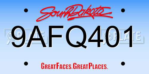 9AFQ401 South Dakota License Plate
