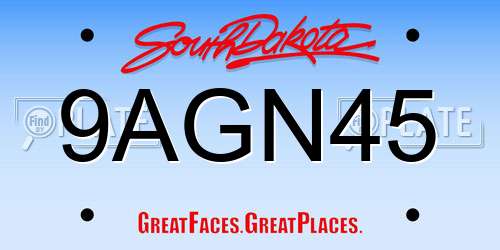 9AGN45 South Dakota License Plate