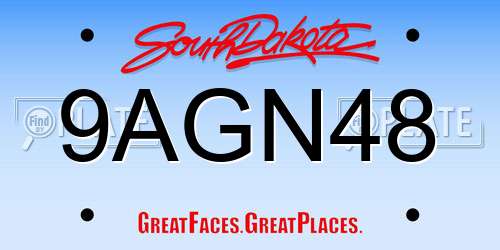 9AGN48 South Dakota License Plate