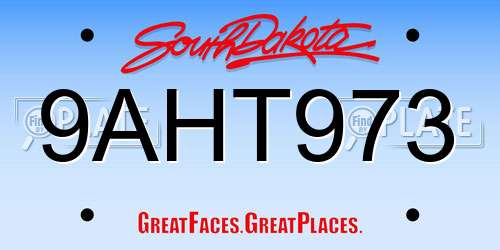 9AHT973 South Dakota License Plate