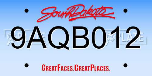 9AQB012 South Dakota License Plate