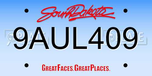 9AUL409 South Dakota License Plate