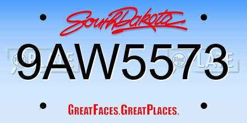 9AW5573 South Dakota License Plate