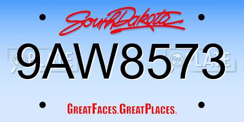 9AW8573 South Dakota License Plate