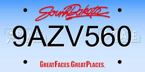 9AZV560 South Dakota License Plate