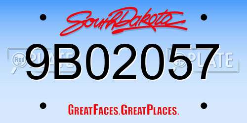 9B02057 South Dakota License Plate