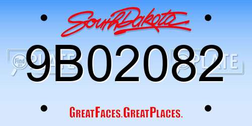 9B02082 South Dakota License Plate