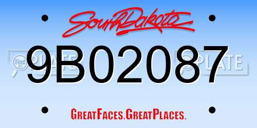 9B02087 South Dakota License Plate