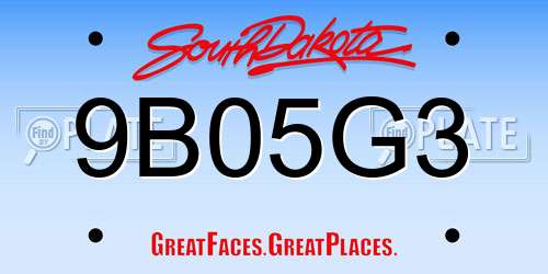 9B05G3 South Dakota License Plate