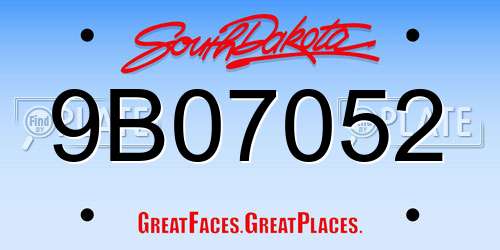 9B07052 South Dakota License Plate