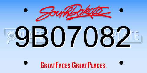 9B07082 South Dakota License Plate