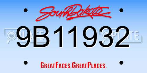 9B11932 South Dakota License Plate