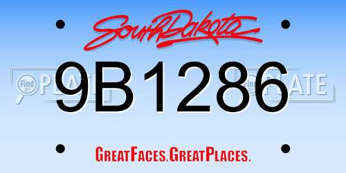 9B1286 South Dakota License Plate