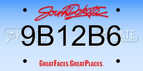 9B12B6 South Dakota License Plate