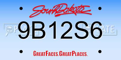 9B12S6 South Dakota License Plate