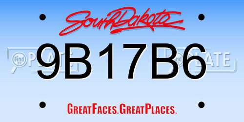 9B17B6 South Dakota License Plate