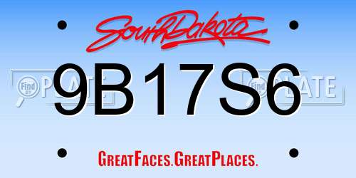 9B17S6 South Dakota License Plate