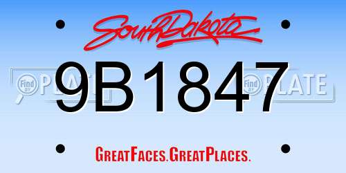 9B1847 South Dakota License Plate