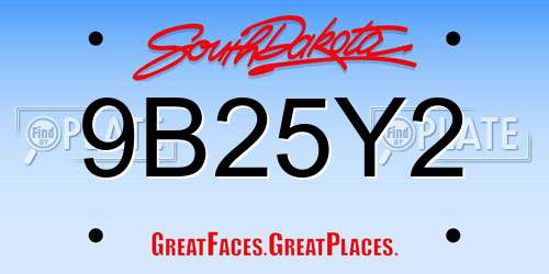 9B25Y2 South Dakota License Plate