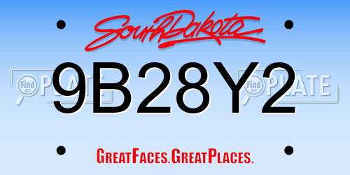 9B28Y2 South Dakota License Plate