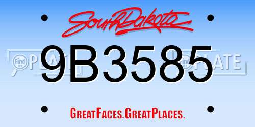 9B3585 South Dakota License Plate