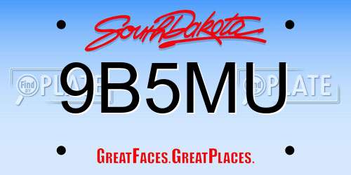 9B5MU South Dakota License Plate
