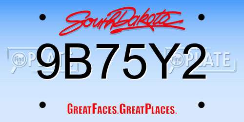 9B75Y2 South Dakota License Plate