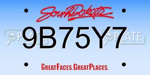 9B75Y7 South Dakota License Plate
