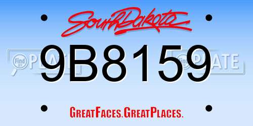 9B8159 South Dakota License Plate