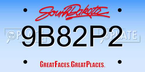 9B82P2 South Dakota License Plate