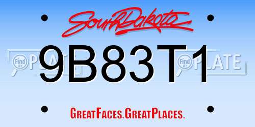 9B83T1 South Dakota License Plate