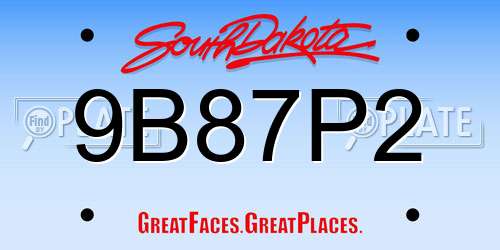 9B87P2 South Dakota License Plate