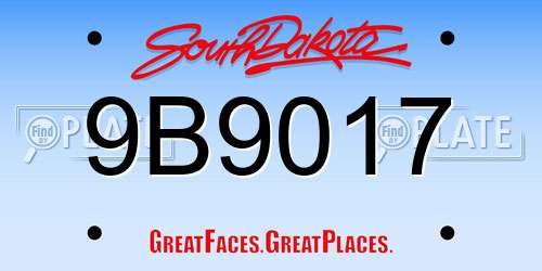9B9017 South Dakota License Plate