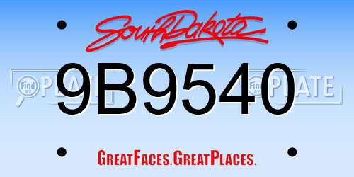 9B9540 South Dakota License Plate