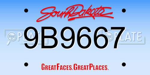 9B9667 South Dakota License Plate
