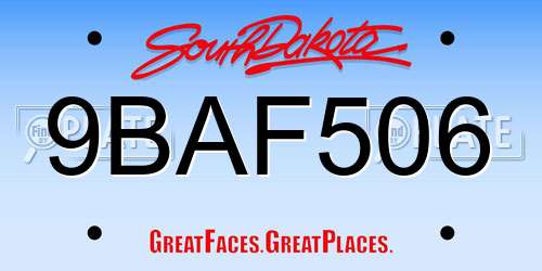 9BAF506 South Dakota License Plate