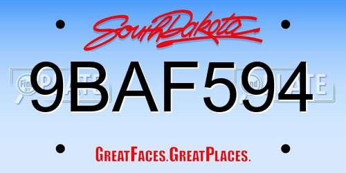 9BAF594 South Dakota License Plate