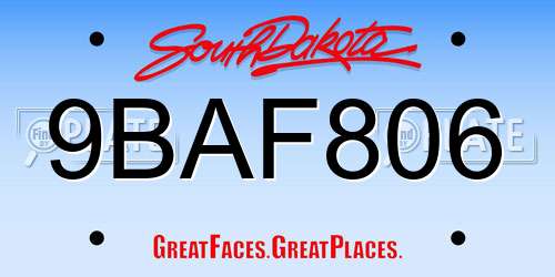 9BAF806 South Dakota License Plate