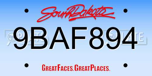 9BAF894 South Dakota License Plate