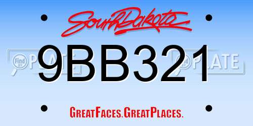9BB321 South Dakota License Plate