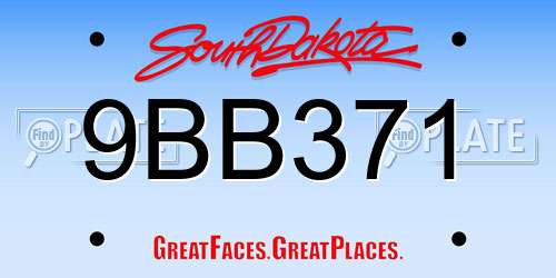 9BB371 South Dakota License Plate