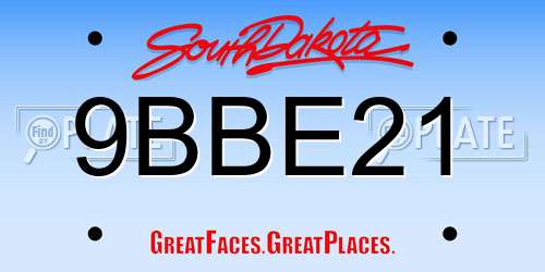 9BBE21 South Dakota License Plate