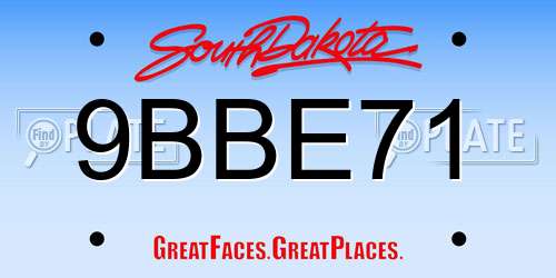 9BBE71 South Dakota License Plate