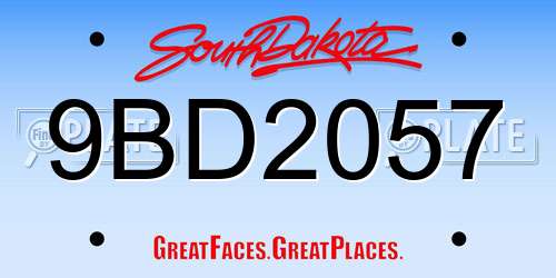 9BD2057 South Dakota License Plate