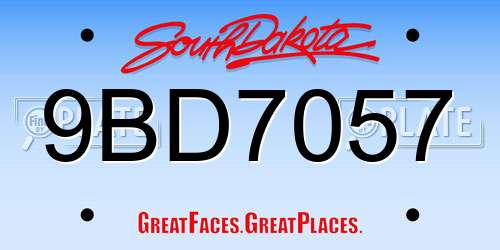 9BD7057 South Dakota License Plate