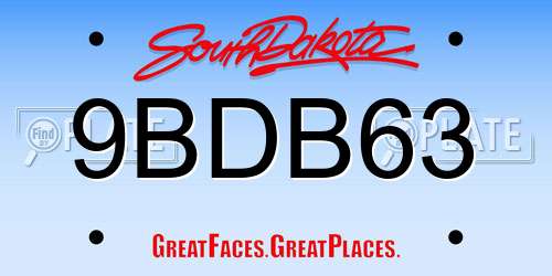 9BDB63 South Dakota License Plate