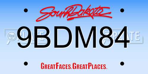 9BDM84 South Dakota License Plate