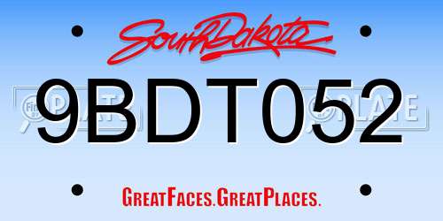 9BDT052 South Dakota License Plate