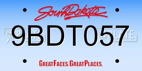 9BDT057 South Dakota License Plate